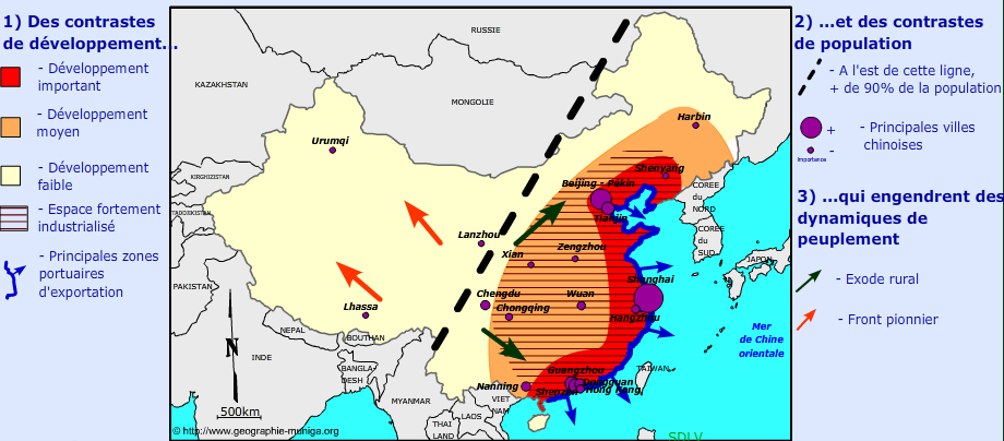 Les contrastes de dveloppement et de population en Chine